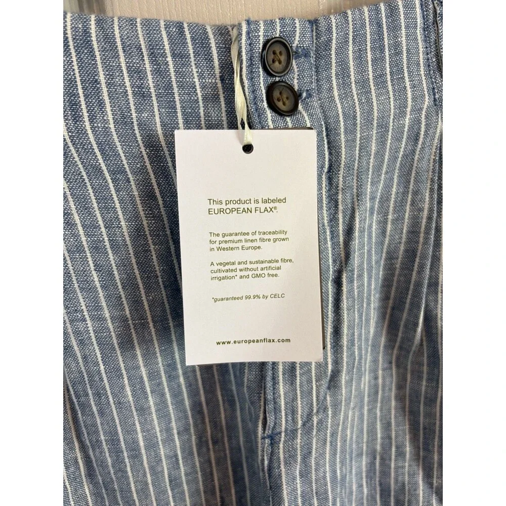 Garnet Hill 100% Linen Blue and White Stripe Pants Size 14 NWT $139 - 430